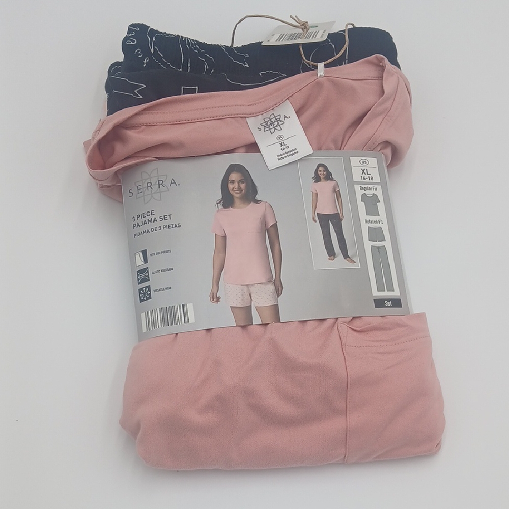 Serra Blush and Navy Pajama Set